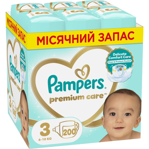 Фото - Одноразові підгузки Pampers Premium Care Розмір 3 (6-10 кг), 200 шт. (80789143)