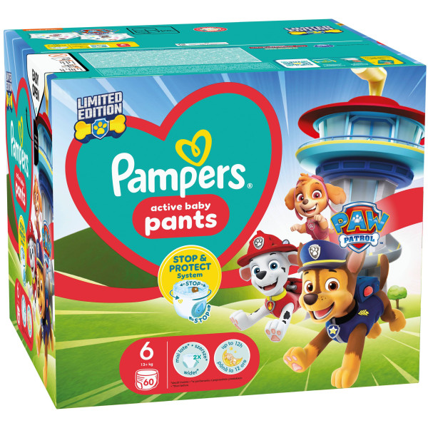 Фото - Одноразові підгузки-трусики Pampers Active Baby Pants "Щенячий патруль" Розмір 6 (14-19 кг), 60 шт. (80820385)
