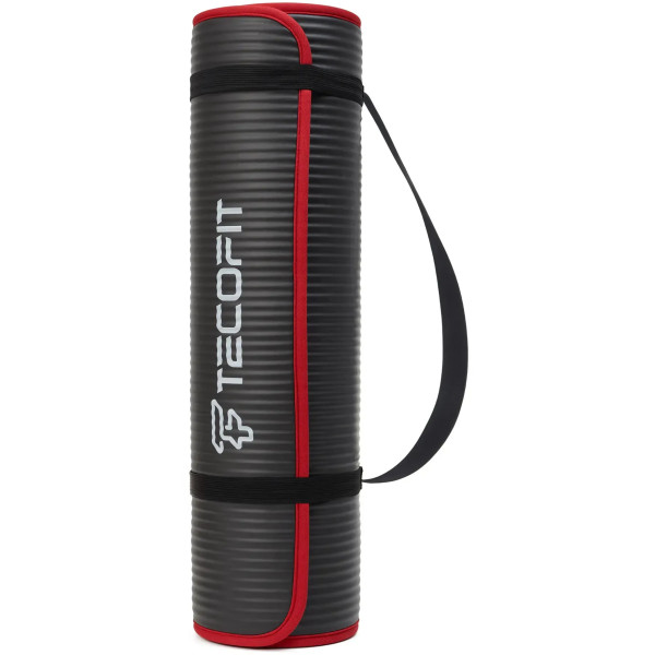 Фото - Коврик для йоги и фитнеса TECOFIT NBR с отделкой края тканью 183x61x1 см Black-Red + чехол-сумка в подарок (TOP18124795)