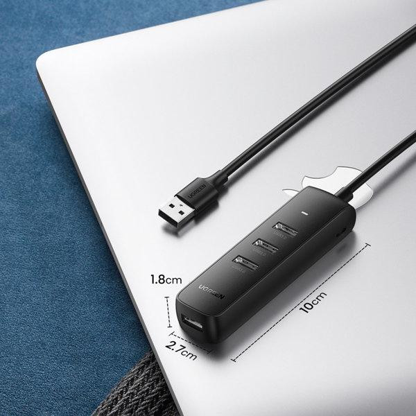 Фото - Хаб USB UGREEN 4-port 1м USB 2.0 CM416 Black (80657)