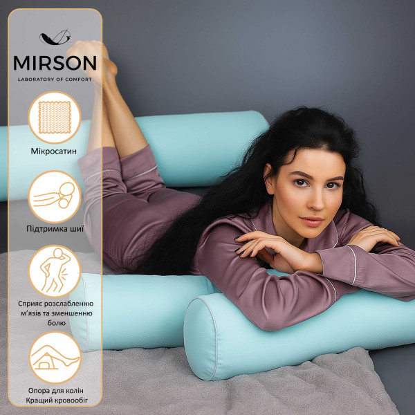Фото - Подушка валик MirSon №8339 Eco Line Blue BamBoo 15x50 см (2200006249344)