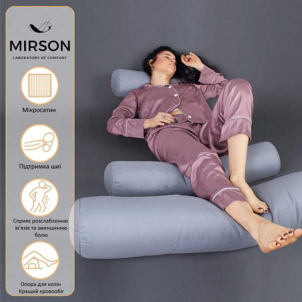 Фото - Подушка валик MirSon №8102 Eco Line Gray EcoSilk 70х20 см (2200006247555)