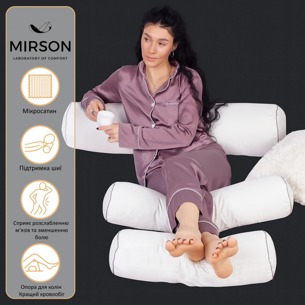 Фото - Подушка валик MirSon №8530 Eco Line Creamy 100% Memory 100х20 см (2200006343158)