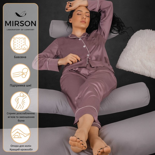 Фото - Подушка валик MirSon №8350 Naturale Line 16-5703 Light Gray Tencel 70х20 см (2200006250883)