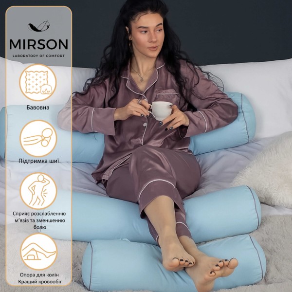 Фото - Подушка валик MirSon №8504 Naturale Line 14-4121 Blanco 50% Memory 70х16 см (2200006341567)