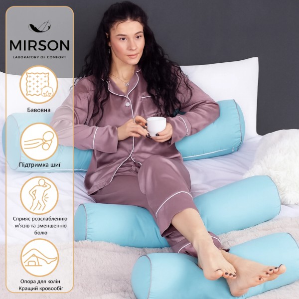 Фото - Подушка валик MirSon №8573 Naturale Line 11-2208 Mint Полістирол 100х16 см (2200006345725)