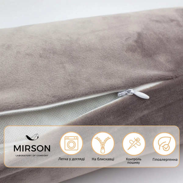 Фото - Подушка валик MirSon №8129 Velvet Line 28-0005 Ashen EcoSilk 15x50 см (2200006199953)