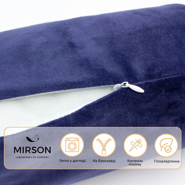 Фото - Подушка валик MirSon №8557 Velvet Line 28-0006 Navy blue 100% Memory 70х16 см (2200006344742)