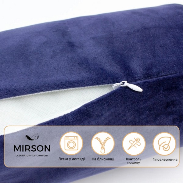 Фото - Подушка валик MirSon №8557 Velvet Line 28-0006 Navy blue 100% Memory 60х20 см (2200006344735)