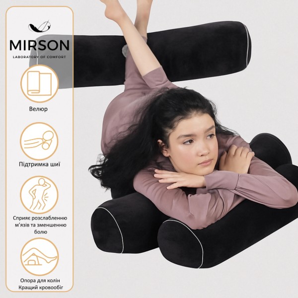 Фото - Подушка валик MirSon №8401 Velvet Line 28-0007 Black BamBoo 15x50 см (2200006249962)