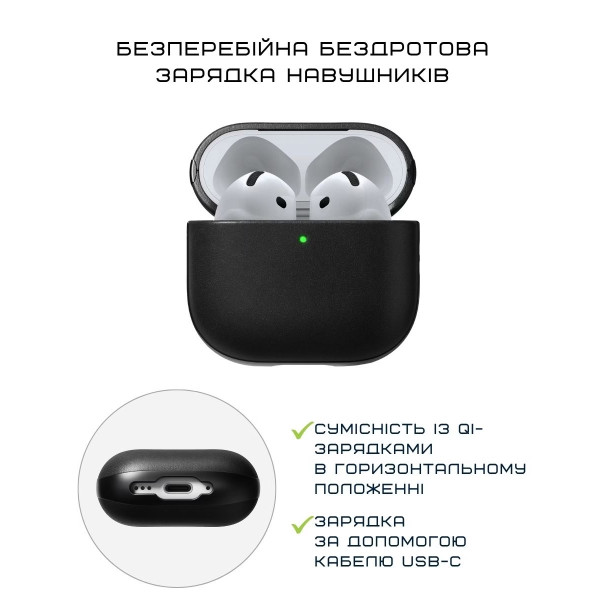 Фото - Чохол для навушників Nomad Modern Leather Case Black for Airpods 4th Gen (NM014582858)