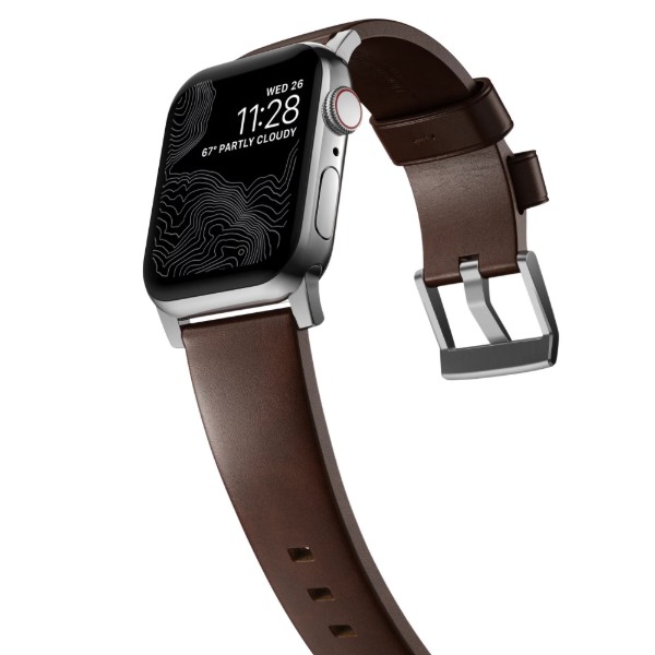Фото - Ремешок для смарт-часов Nomad Modern Leather Band Silver Hardware Rustic Brown Horween 46mm/49mm (NM1A4RSM00)