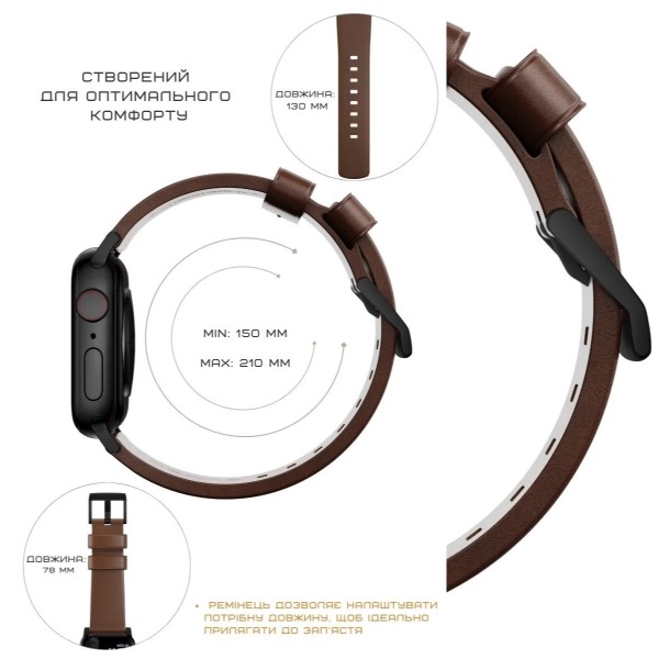 Фото - Ремінець для смарт-годинника Nomad Modern Leather Band Black Hardware Rustic Brown Horween 46mm/49mm (NM1A4RBM00)