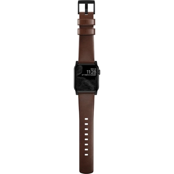Фото - Ремінець для смарт-годинника Nomad Modern Leather Band Black Hardware Rustic Brown Horween 46mm/49mm (NM1A4RBM00)