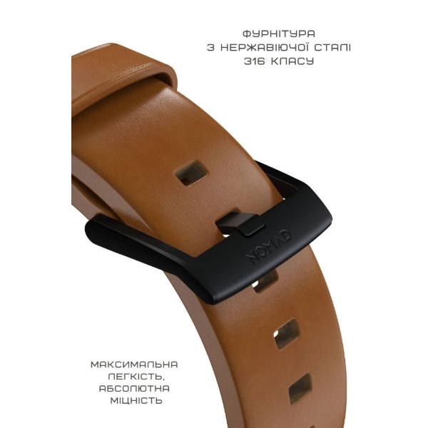 Фото - Ремешок для смарт-часов Nomad Modern Leather Band Black Hardware English Tan 46mm/49mm (NM01804185)