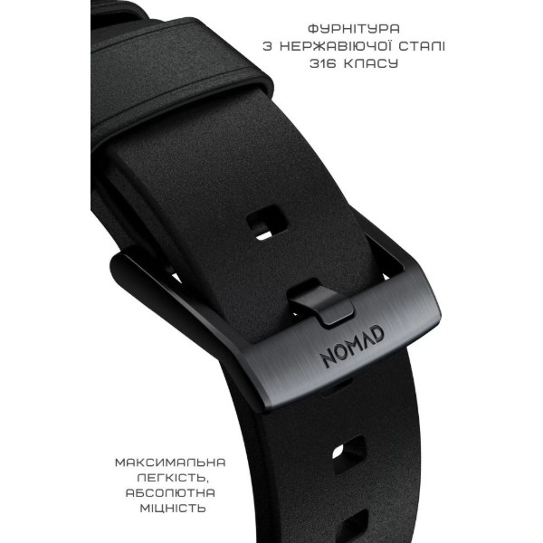 Фото - Ремешок для смарт-часов Nomad Modern Leather Band Black Hardware Black 46mm/49mm (NM01198185)