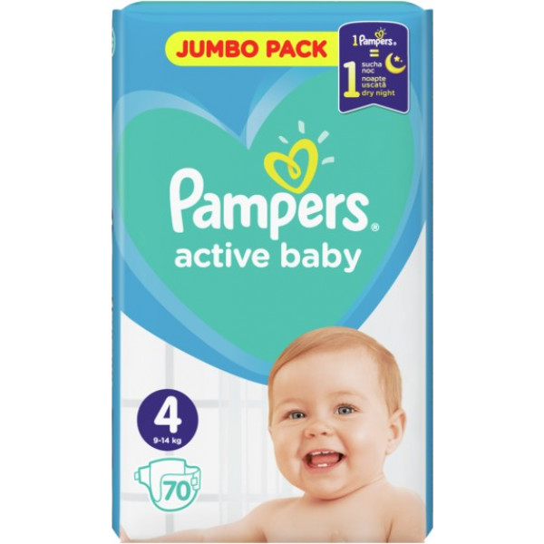 Фото - Одноразові підгузки Pampers Active Baby Розмір 4 (9-14 кг), 70 шт. (81680784)