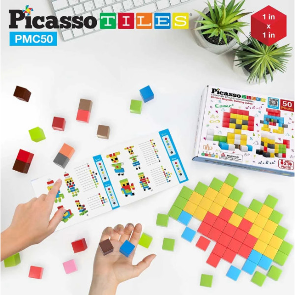 Фото - Магнітний конструктор Picasso Tiles BUILDING CUBES 50 деталей (23645)