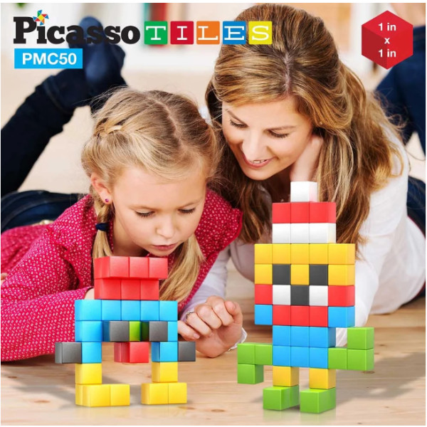 Фото - Магнітний конструктор Picasso Tiles BUILDING CUBES 50 деталей (23645)