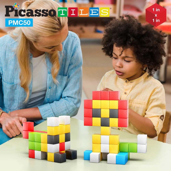 Фото - Магнітний конструктор Picasso Tiles BUILDING CUBES 50 деталей (23645)