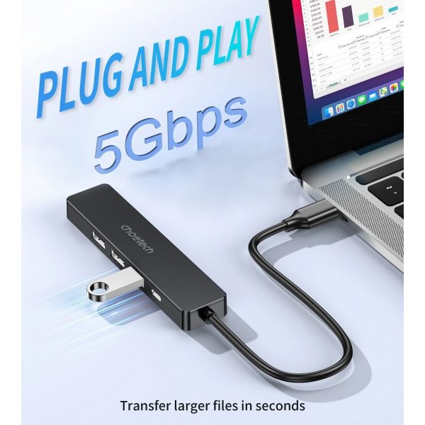 Фото - Хаб USB Choetech 5в1 (HUB-M80-BK)