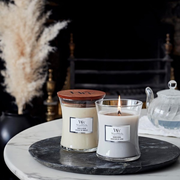 Фото - Свеча стекло Woodwick Medium Warm Wool (Теплая шерсть) 275г (1725452E)