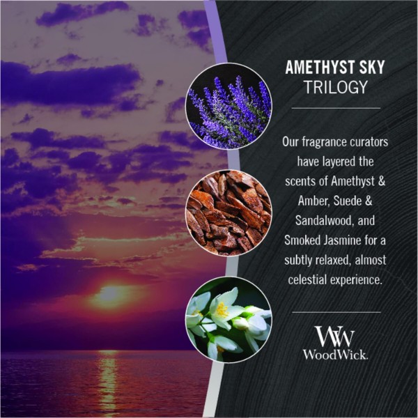 Фото - Свеча стекло Woodwick Ellipse Trilogy Amethyst Sky (Аметистовое небо) 453г (1707525E)