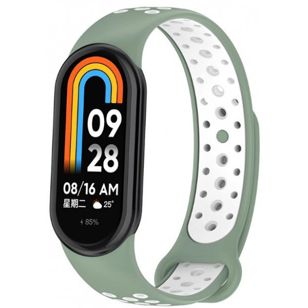 Фото - Ремінець для фітнес-браслета BeCover Vents Style for Xiaomi Mi Smart Band 9 Pine Green-White (711988)