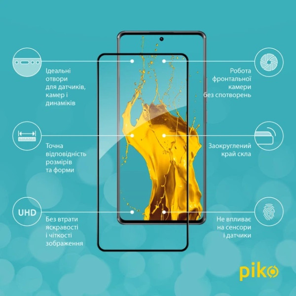 Фото - Захисне скло для смартфону Piko Full Glue for Xiaomi Redmi Note 14 Pro 5G Black (1283126623660)