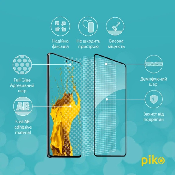 Фото - Захисне скло для смартфону Piko Full Glue for Xiaomi Redmi Note 14 Pro 5G Black (1283126623660)