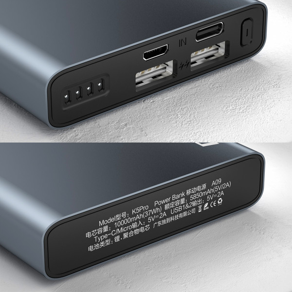 Фото - Батарея мобильная Dudao Powerbank K5 PRO 10.000mAh Silver (82325)