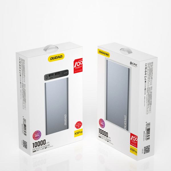 Фото - Батарея мобильная Dudao Powerbank K5 PRO 10.000mAh Silver (82325)