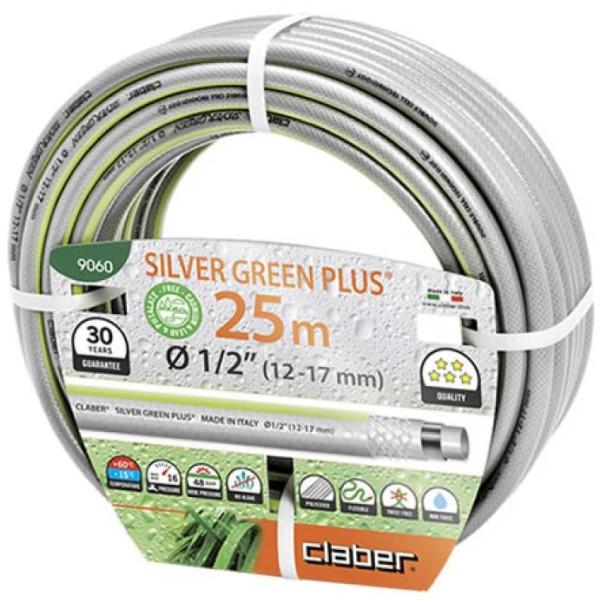 Фото - Шланг поливочный Claber 1/2" 25м Silver Green Plus (90600000)