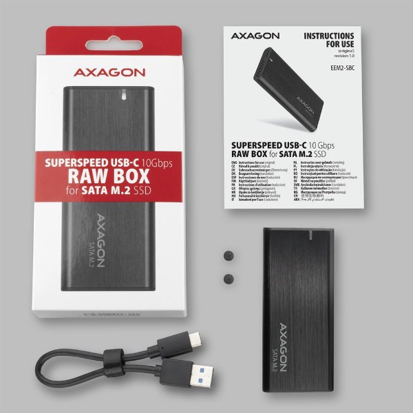 Фото - Внешний карман AXAGON SuperSpeed+ USB-C - M.2 SATA SSD RAW box (EEM2-SBC)