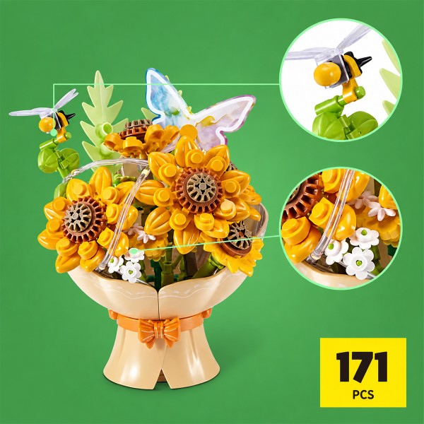 Фото - Пластиковый конструктор Max серии Bouquets S1 – БУКЕТ ПОДСОЛНЕЧНИКОВ (свет) (83248DGQ8)