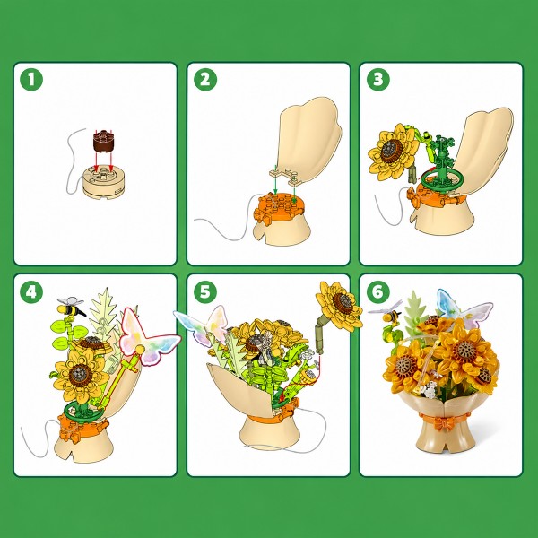 Фото - Пластиковый конструктор Max серии Bouquets S1 – БУКЕТ ПОДСОЛНЕЧНИКОВ (свет) (83248DGQ8)