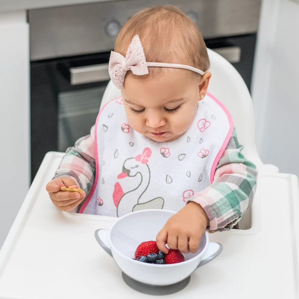 Фото - Тарілка для малюка BabyOno з присоскою і ложечкою рожева (1063/03)
