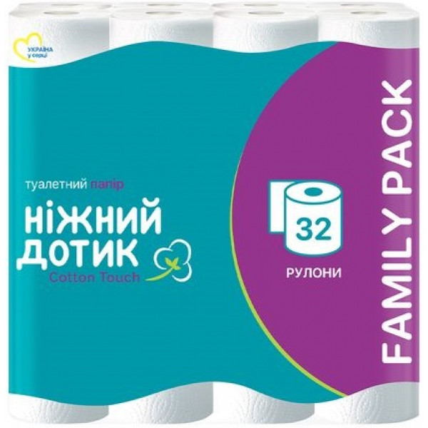 Фото - Туалетная бумага Ніжний дотик белая, 2 слоя, 32 рулона (4820183972033)