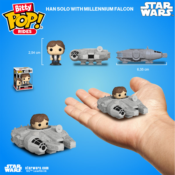 Фото - Колекційна фігурка FUNKO BITTY POP! Ride серії Зоряні війни - ХАН СОЛО І ТИСЯЧОЛІТНИЙ СОКОЛ (83623)