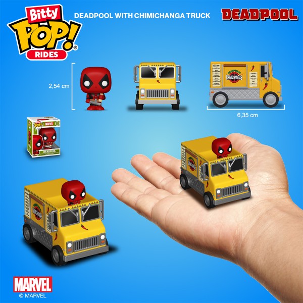 Фото - Коллекционная фигурка FUNKO BITTY POP! Ride серии Марвел - ДЭДПУЛ И ГРУЗОВИК ЧИМИЧАНГИ (83625)