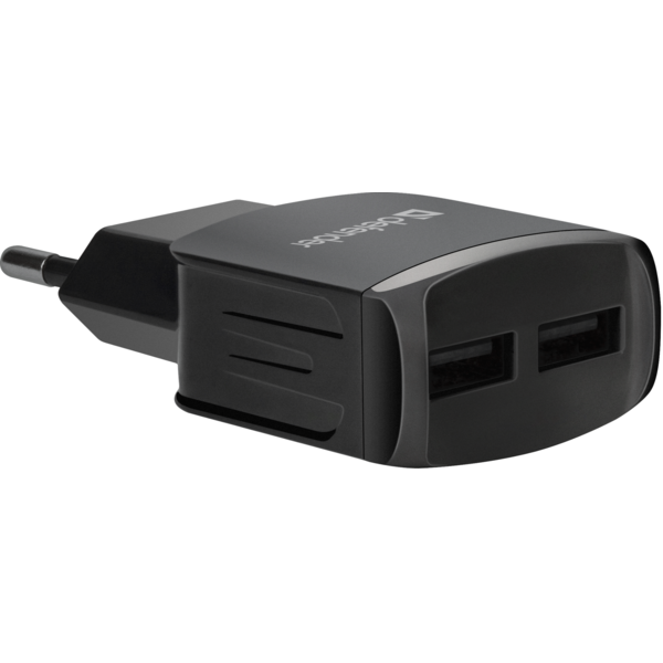 Фото - Мережевий зарядний пристрій Defender EPA-13 2xUSB 5V/2.1A Black (83840)