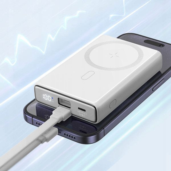 Фото - Батарея мобільна Joyroom Magnetic Wireless 10000mAh JR-PBM01 20W QC USB-C In/Out White (6941237112545)