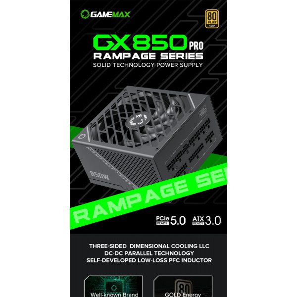 Фото - Блок живлення для ПК Gamemax ATX 850W (GX-850 PRO BK)
