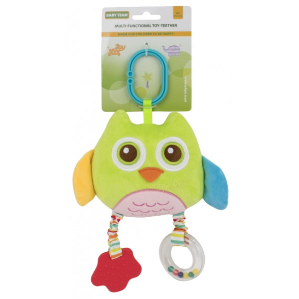 Фото - Подвеска Baby Team Мягкая многофункциональная игрушка-прорезыватель Сова ( 8533_сова салатовая)