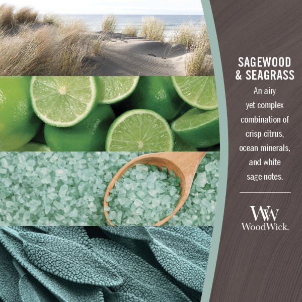 Фото - Свеча стекло Woodwick Medium Sagewood & Seagrass (Полынь и Морская трава) 275г (1728613E)