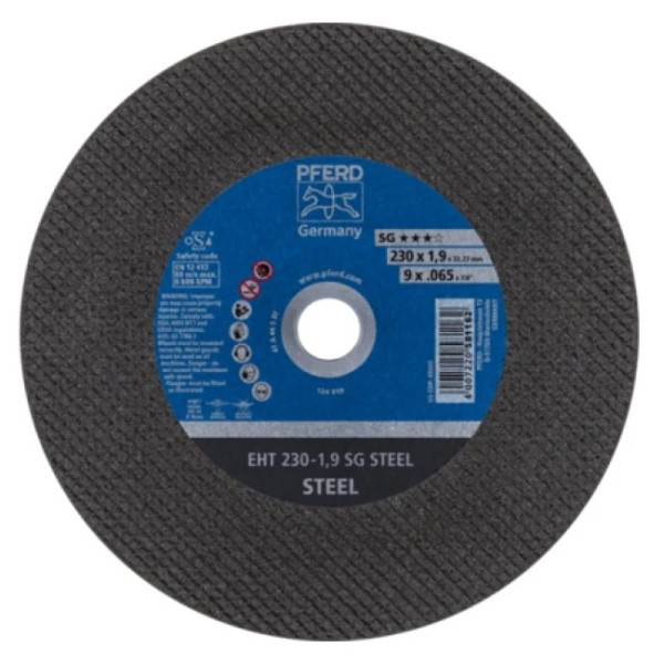 Фото - Круг отрезной по металлу Pferd 230х1,9х22 SG STEEL (4007220581162(25)/400722024008)