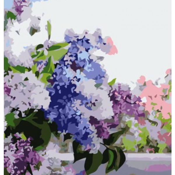 Фото - Картина по номерам Strateg "Букет сирени на столе" 40х50 см (VA-0642)