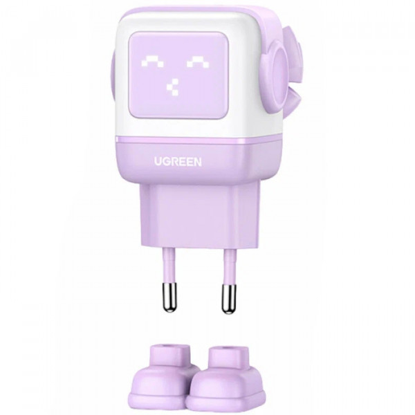 Фото - Мережевий зарядний пристрій UGREEN CD361 3xUSB 65W 2xUSB-C+USB-A Gan Robot tech Fast Charger Violet (35291)