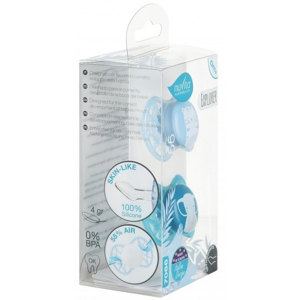 Фото - Ортодонтична пустушка Nuvita Air55 Explorer 0m + (тигр, слон) 2 шт. (NV7066M)