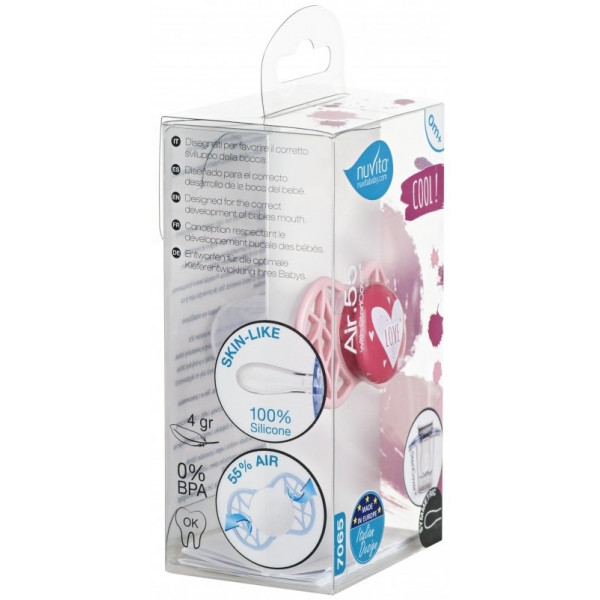 Фото - Симетрична пустушка Nuvita Air55 Cool 0m + "Love" Рожево-персиковий (NV7065PR)